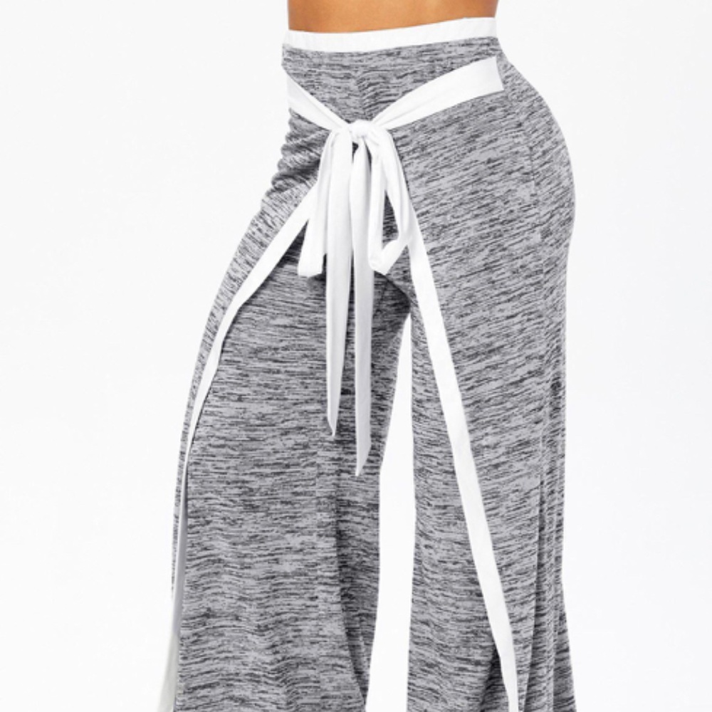 Sport Pants Space Dye Print Contrast Bowknot Elastic Waist Casual Wide Leg Pants
